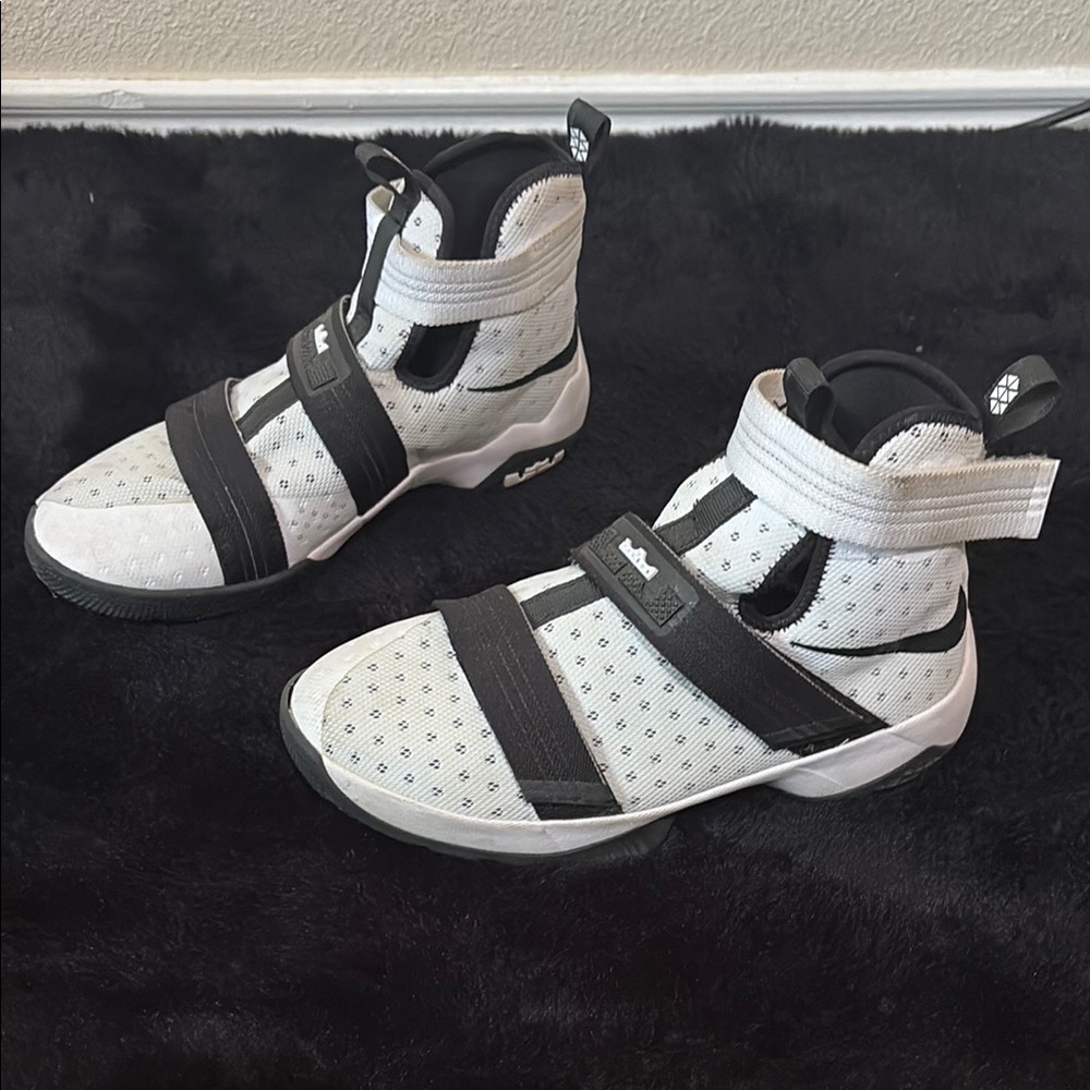 LeBron Soldier Ten White and Black Sneakers